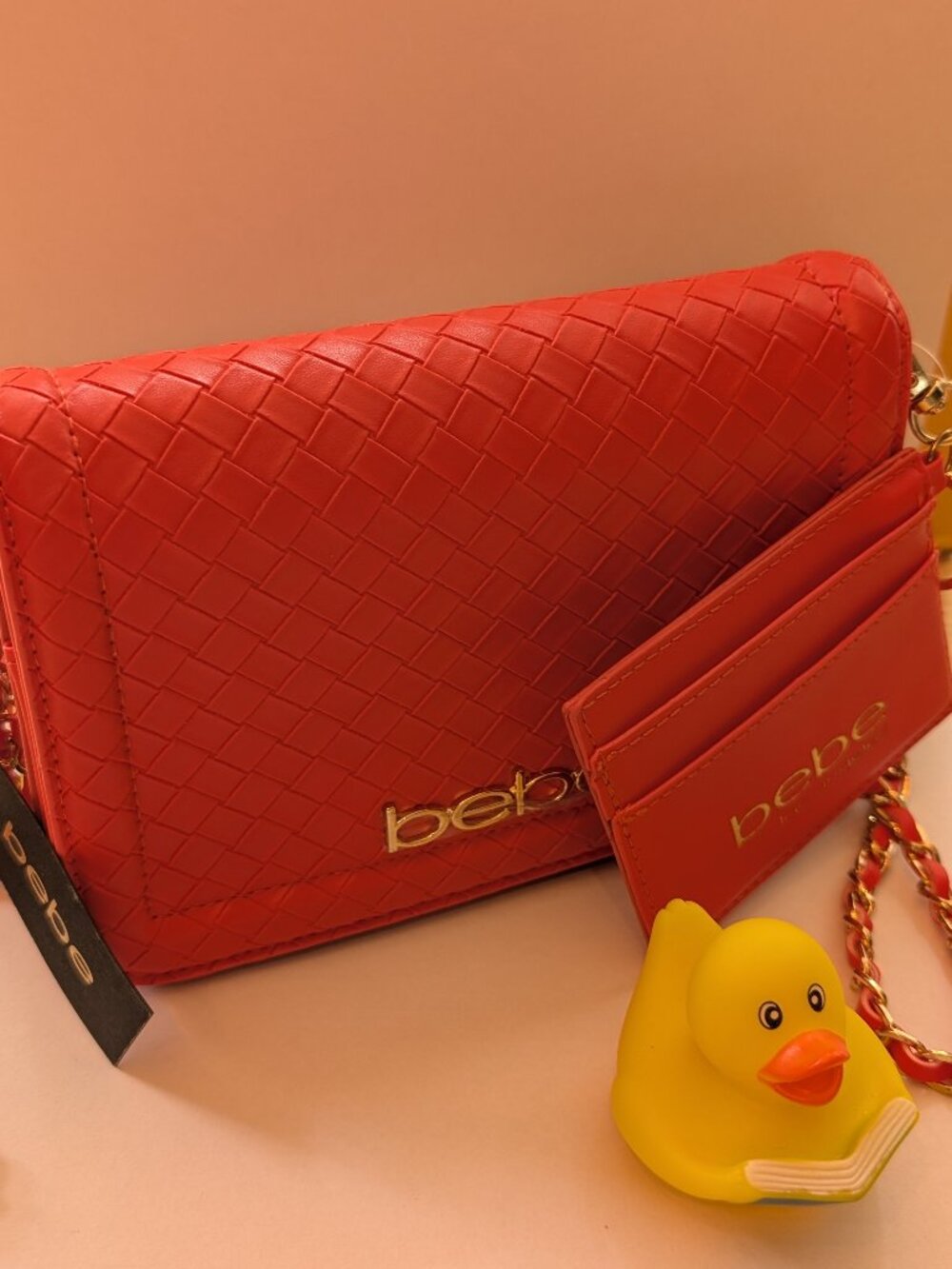 Bebe Red Woven Chain Crossbody w/ Cardholder – NWT
